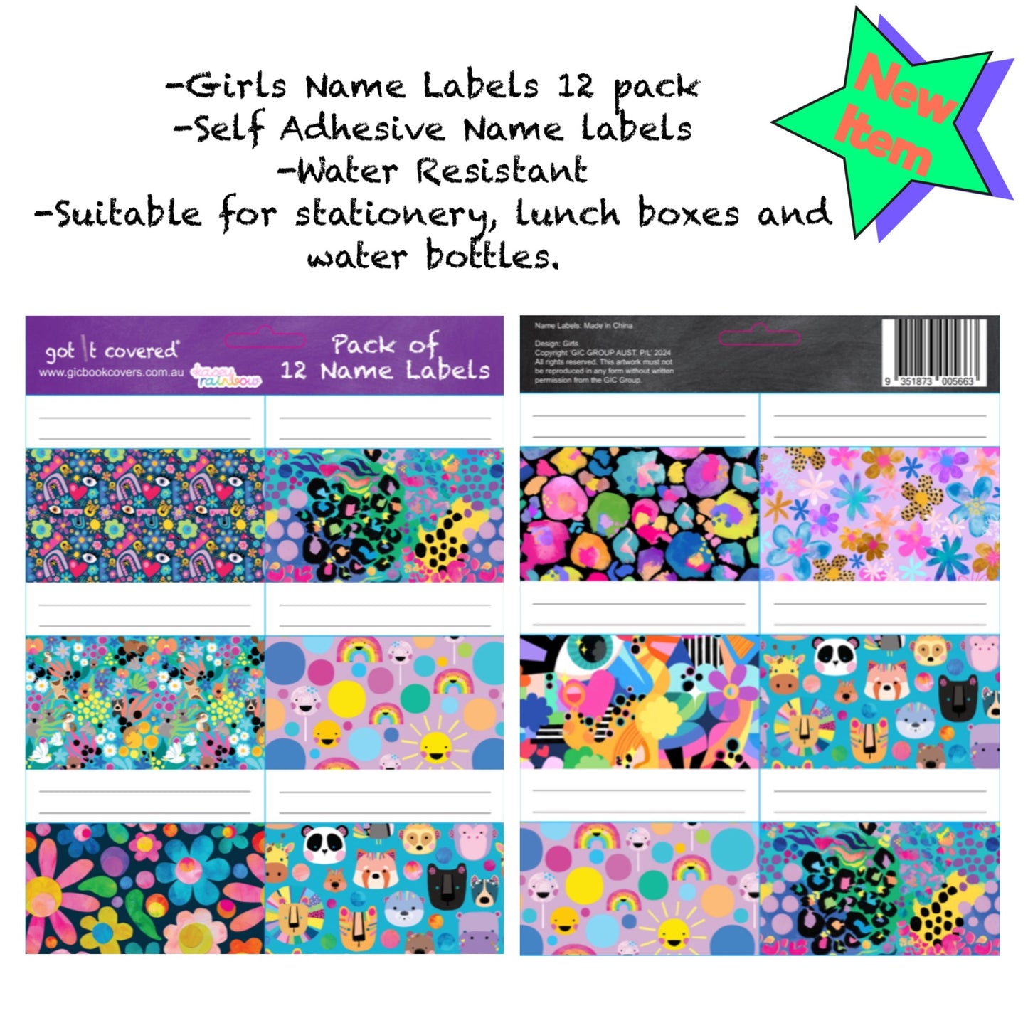 Name Labels Self Laminating Adhesive - Girls 2025