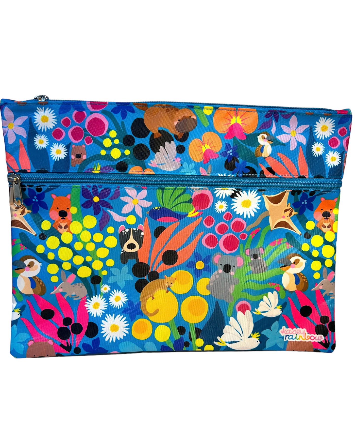 Pencil Case - Large 2 zip - Kasey Rainbow - Australiana